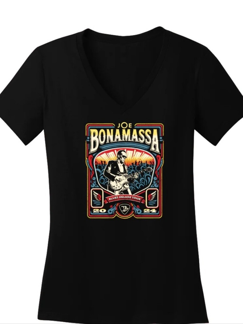Women's NWT "V NECK" Joe Bonamassa 2024 Blues Deluxe Tour Official Shirt